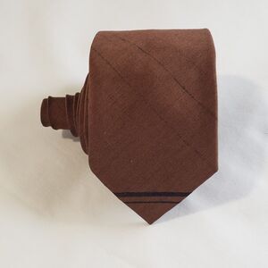 VTG 1950s Regal Brown Atomic Geometric Embroidered Tie MCM Mad Men 2.5x52.5 in